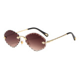 22140 Superhot Eyewear 2019 Fashion Diamond Cutting Lady Sun glasses Tinted Rimless Sunglasses