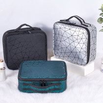 Adjustable EVA Panel Zip Hard Storage Carrying With Mirror Mini Makeup Bag Square Travel Cosmetic Bag