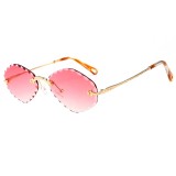 22140 Superhot Eyewear 2019 Fashion Diamond Cutting Lady Sun glasses Tinted Rimless Sunglasses