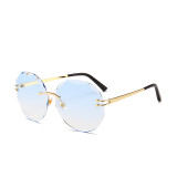 11135 Superhot Eyewear Fashion Women Sun glasses Diamond Cutting Rimless Sunglasses