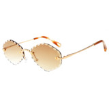 22140 Superhot Eyewear 2019 Fashion Diamond Cutting Lady Sun glasses Tinted Rimless Sunglasses