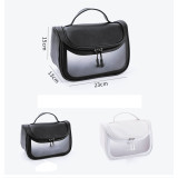 Custom Logo Travel Transparent Vinyl Waterproof Beach Zipper Cosmetic Bag Pouch Clear TPU PVC Toilet Bag With Handle