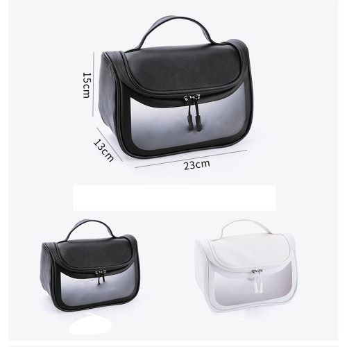 Custom Logo Travel Transparent Vinyl Waterproof Beach Zipper Cosmetic Bag Pouch Clear TPU PVC Toilet Bag With Handle