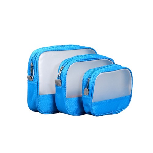 Custom Logo Travel Transparent Beach Zipper Cosmetic Bag Pouch Clear Toiletries Bag Makeup Bag Set