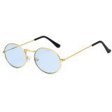 Superhot Eyewear A0418 Classic Retro Vintage Small Oval Metal Sunglasses