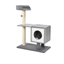 Multifunctional Cat Climbing Condo House Sisal Post Solid Wood Cat Sleeping Furniture