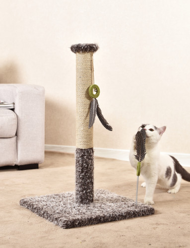 Bohemia Wild Style Plush Pet Bed Sisal Post Feather Scratching Toy Cozy Cat Post