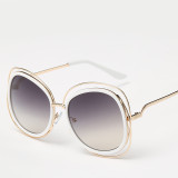 Fashion Women Sunglasses Classic Alloy Wire Frame Round Shades Vintage Ladies Brand Designer Sun Glasses Oculos de sol 104401