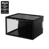 Clear Transparent Display Sound Control Stackable Acrylic Sneaker Side Open Magnetic Led Shoe Box Light