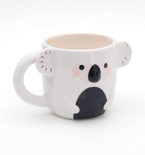Custom logo ceramic cute 3d animal face shaped coffee mugs