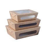 Custom high quality kraft paper salad noodles food takeaway box with window