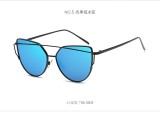 New Women Cat Eye Sunglasses Fashion Women Brand Designer Twin-Beams Coating Mirror Sun glasses Female Sunglasses 98101