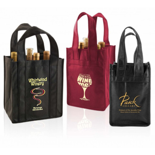 Competitive price high quality eco-friendly recycle 4 bottles carry non woven wine bag