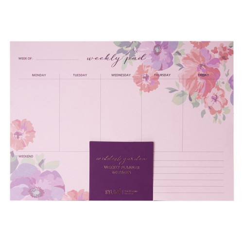 Custom Flowers Design 60sheets 100gram Paper Daily Notepad Notebook Undated Pad Weekly Planner