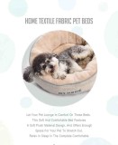 Pet Dog Beds Exquisite Embroidery Linen Round Faux Fur Dog Bed