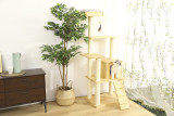 Large Solid Wood Pet Tree 5 Levels Tall Sisal Scratching Post Hanging Toy Plush Mattress Cat Furniture