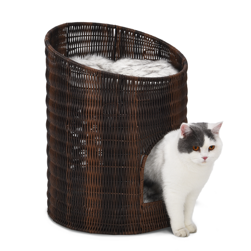 Cheap Price Modern Stylish Artical Rattan Material Cat Bed Tree House Furniture With Soft Cushion