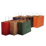 Wholesale colorful twisted kraft gift paper shopping tote custom takeaway bag