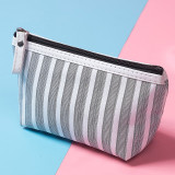 Wholesale custom girl women travel striped cosmetic bag makeup bag