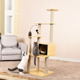 Tall Cozy Pet Kitty Tower Multi Levels Ratating Toys Sisal Post Cat Tree