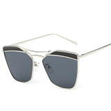 2017 Newest Brand Designer Cat Eye Mirror Sunglasses Women Twin-Beams Stylish Fashion Flat Plane UV400 Sun Glasses 99001