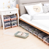 Under bed foldable thickened color transparent eco-friendly stackable Drop-front plastic sneaker shoe storage box