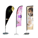 Custom Design Promotional Usage Advertising Exhibition Event Outdoor Feather Flying Pole Beach Banner Stand Teardrop Flag