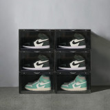 Amazon Hot Selling Side Open Door Steady Stacking Custom Logo OEM Giant Black Sneakers Plastic Black Shoe Box