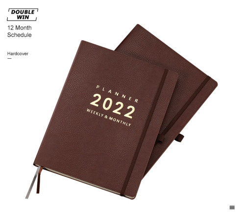 A5 Hardcover Leather PU Weekly Daily Printing Custom Planner with Stickers