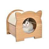 Modern Simple Designed Cat Scratching Wooden Furniture Scratcher With Plush Toy