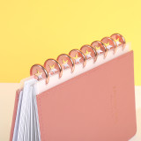 2022 Custom Printing Cute Happy Vintage Journal Organizer Diary Spiral Notebook A5 PU Leather Disc Bound Planner