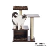 Solid Wood 3 Layers Cat Jumper Sisal Post Cat Furniture With Hanging Ball & Faux Fur Cushion