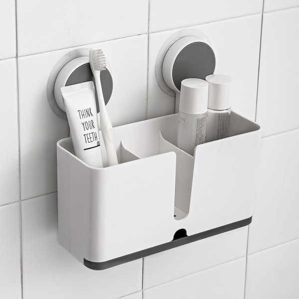 Taizhou New Design Bathroom storage shelf Adhesive No Drill Wall Mounted Electric Thoothbrush Storage Baskets