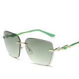Luxury Ladies Oversize Sunglasses Women Big Rimless Square Shades Crystal Sun Glasses Female Driving Goggles Oculos 87801