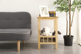 Wooden Elegance Luxury Pet Shelf Table Stool Cozy Cat Furniture With Removable Long Fur Mat