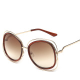 Fashion Women Sunglasses Classic Alloy Wire Frame Round Shades Vintage Ladies Brand Designer Sun Glasses Oculos de sol 104401