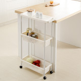 3 Tier Mobile Shelving Unit Organizer Narrow Home Slide Out Tower Slim Kitchen Storage Racks with Three Basket