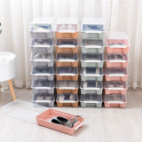 Under bed foldable thickened color transparent eco-friendly stackable Drop-front plastic sneaker shoe storage box
