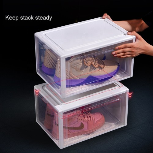 Drop Front Clear Stackable display Shoe Box with Magnetic Closure Acrylic Shoe Box transparent display Sneaker box
