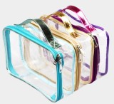 Fashion China factory  custom Clear PVC Zipper Travel wash Bag Cosmetic Makeup Bag