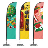 Custom Design Promotional Usage Advertising Exhibition Event Outdoor Feather Flying Pole Beach Banner Stand Teardrop Flag