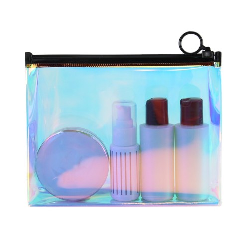 2021 hot sale OEM TPU waterproof laser transparent PVC Holographic makeup custom cosmetic bags