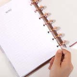 2022 Custom Printing Cute Happy Vintage Journal Organizer Diary Spiral Notebook A5 PU Leather Disc Bound Planner