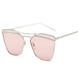 2017 Newest Brand Designer Cat Eye Mirror Sunglasses Women Twin-Beams Stylish Fashion Flat Plane UV400 Sun Glasses 99001
