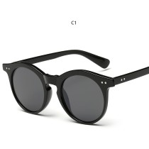 Classic Rivets Women Brand Designer Round Mirrored Lens Sunglasses 83001
