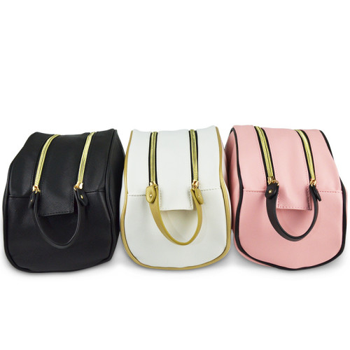 2020 Fashion new design large double zipper PU leather beauty makeup bag cosmetic case
