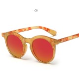 Classic Rivets Women Brand Designer Round Mirrored Lens Sunglasses 83001