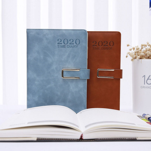 Custom Snap Closure Daily Pu Leather Diary Planner With Pockets
