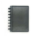 Custom A5 Black Pu Leather Disc Binding Daily Weekly Planner Notebook with Divider and Sticker