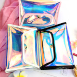 Large Capacity Good Quality Pure Color Hand Hold PVC Laser Cosmetic Bag